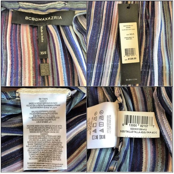 *NWT* BCBGMaxAzria Light Stripe Woven Belted Kimono *Size XS/S* - Picture 12 of 16